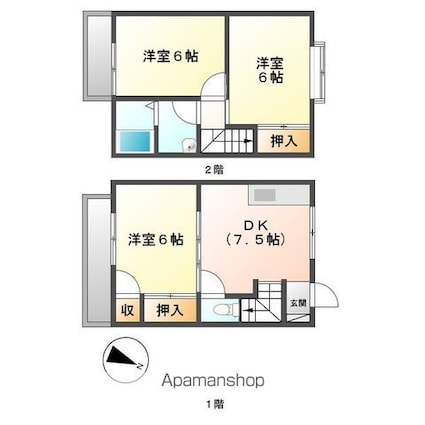 ルーミー牛久８号館[3DK/57.96m2]の間取図