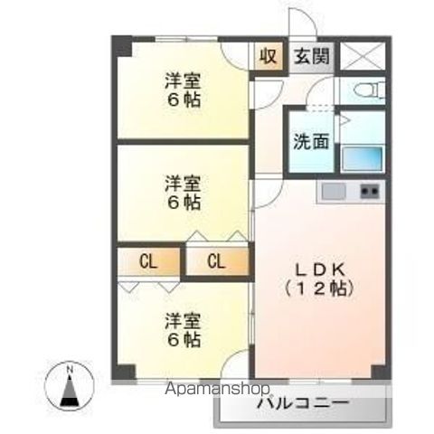 岐阜市柳津町北塚のマンションの間取り