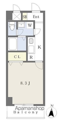 Ｍａｙｆａｉｒ　ＭＡＴＳＵＹＡＭＡＳＨＩＥＫＩ　ｓｑｕａｒｅ[1K/28.98m2]の間取図