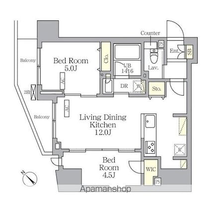 プライムガーデン大森[2LDK/50.25m2]の間取図