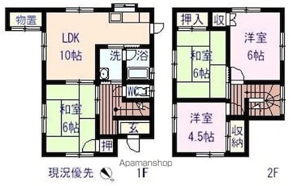金子好伸住宅[4LDK/74.54m2]の間取図