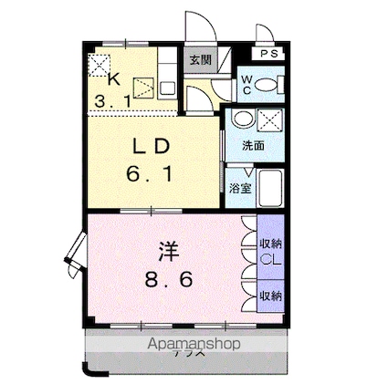 エクレセンス[1LDK/41.04m2]の間取図