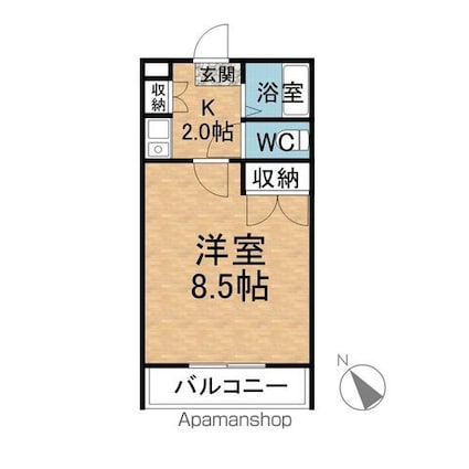 ファミーユβ[1K/23.18m2]の間取図