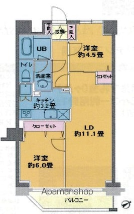 カスタリア浅草橋（ニューシティレジデンス浅草橋）[2LDK/55.54m2]の間取図