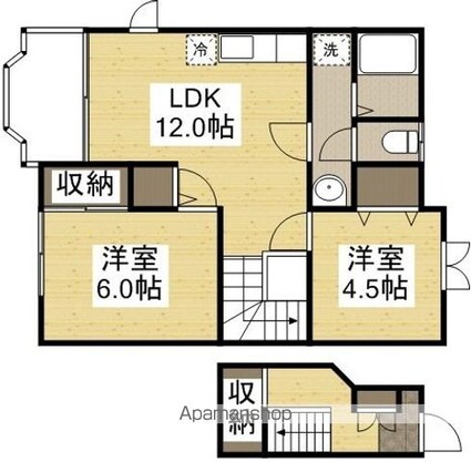 ニュークレストール藤[2LDK/58.53m2]の間取図