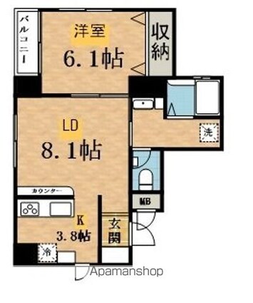 横山町メゾン[1LDK/43.47m2]の間取図