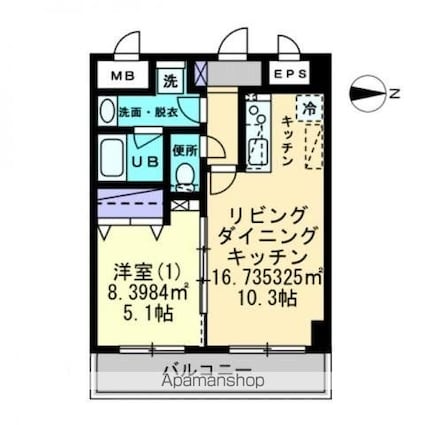 ル・マレＮｉｓｈｉｋｉｍａｃｈｉ[1LDK/40.6m2]の間取図