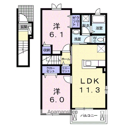 メゾン雅　Ａ[2LDK/57.07m2]の間取図