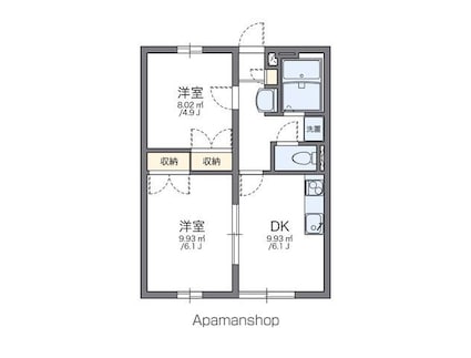 レオパレスＷＩＮＧ[2DK/39.74m2]の間取図