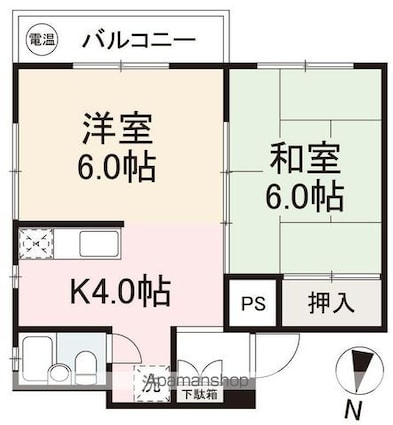 小西マンション（多賀町）[2K/36.85m2]の間取図