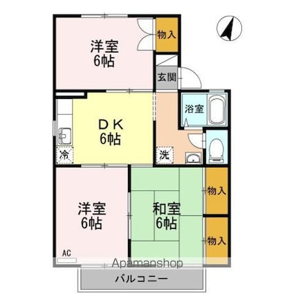 エルコート春日　Ⅰ棟[3DK/57.22m2]の間取図