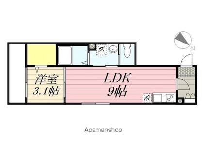 もえんどん[1LDK/31.29m2]の間取図