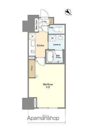 フロンティア新宿タワー[1K/30.37m2]の間取図