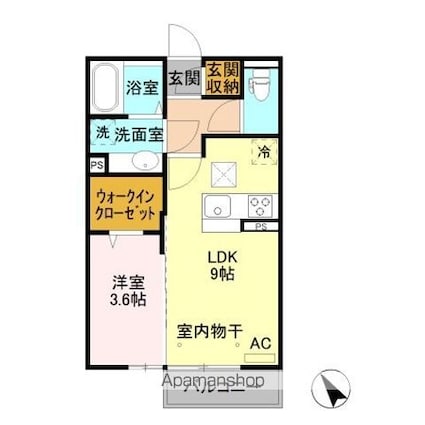 アイオーラＴ．ＳⅡ[1LDK/33.39m2]の間取図