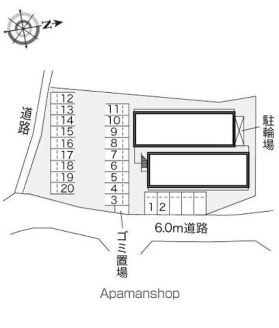 レオパレス唐崎ヶ丘[1K/23.18m2]の配置図