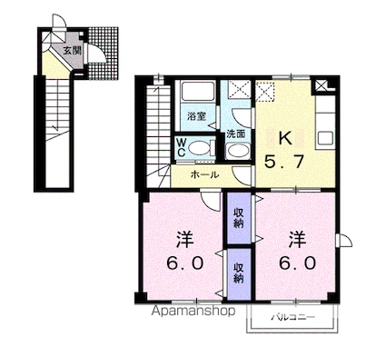 カーサ・プランタンⅢ[2K/51.52m2]の間取図
