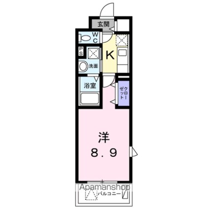 プティメゾン青葉台[1K/28.53m2]の間取図