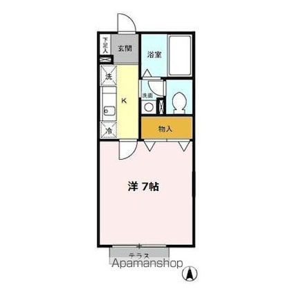 ティアナ[1K/23.38m2]の間取図