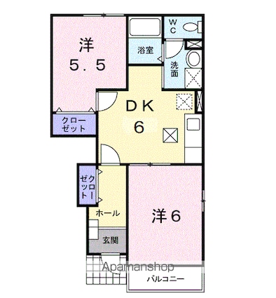 南福島コーポラスⅢ[2DK/42.77m2]の間取図