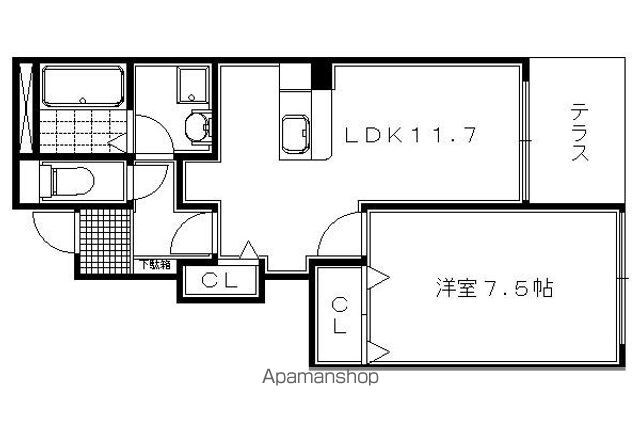 カーザ　グランデ[1LDK/46.28m2]の間取図