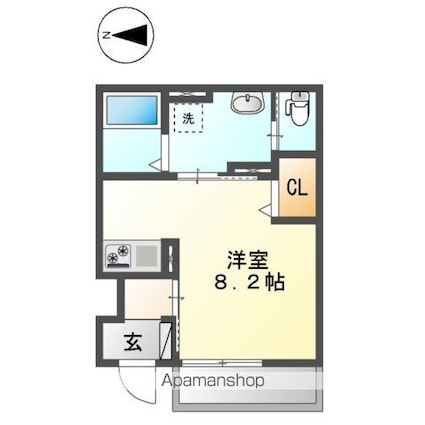 カーサ・フェリーチェ[1R/26.12m2]の間取図