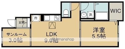 サンクレストⅡ[1LDK/40.1m2]の間取図
