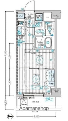 ブライズ大島[2K/25.33m2]の間取図