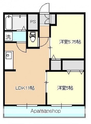 南台ハイツ[2LDK/46.5m2]の間取図