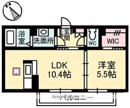 カサクレシアⅣ[1LDK/40.85m2]の間取図