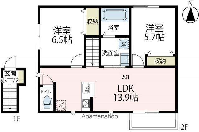小田急電鉄江ノ島線 大和駅 徒歩8分 2階建 新築の間取り写真