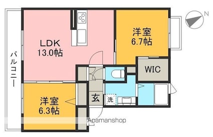 シャーメゾン　スマイル[2LDK/58m2]の間取図