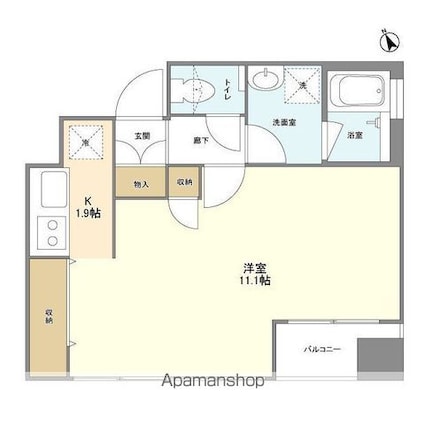 シルバラード[1K/32.19m2]の間取図