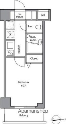 レジディア上落合[1K/20.7m2]の間取図