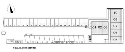 滋賀県大津市大萱７丁目[2DK/45.36m2]の配置図