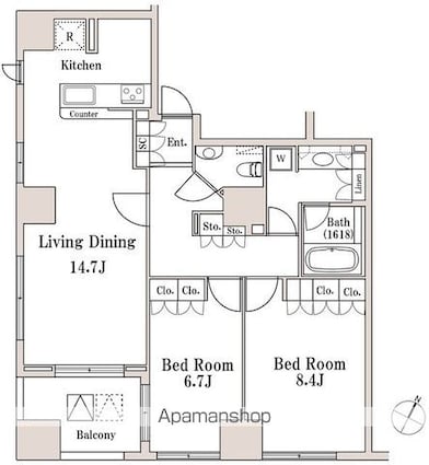 ＬａＳａｎｔｅ一番町[2LDK/81.51m2]の間取図