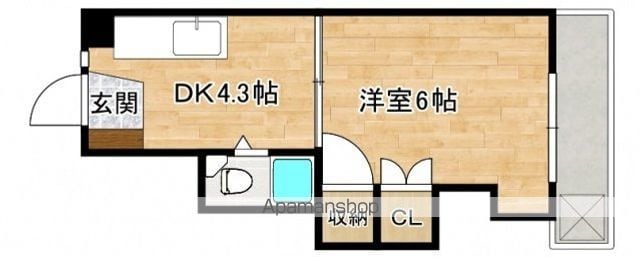 広島県広島市西区楠木町１丁目[1K/20.1m2]の間取図