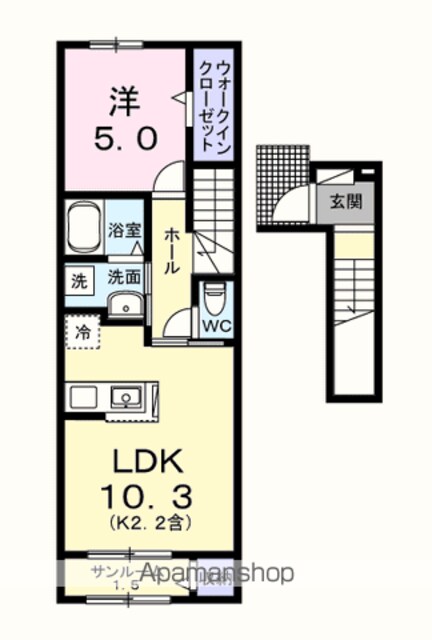 フォンターナ・アモーレⅠ[1LDK/44.28m2]の間取図