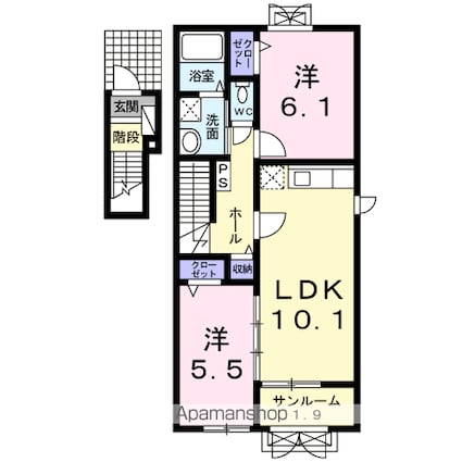 フォーピュア　Ⅳ　Ｂ[2LDK/57.28m2]の間取図