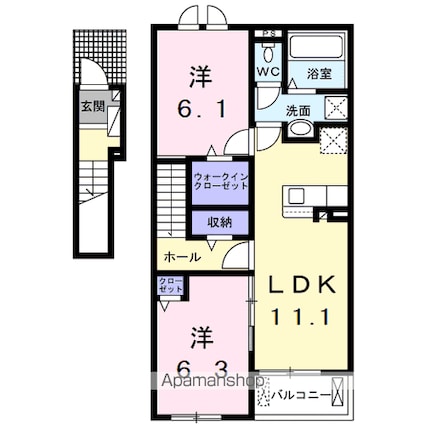 セレーノ伊那Ⅲ[2LDK/58.6m2]の間取図