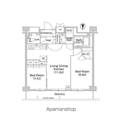 東京都世田谷区池尻４丁目[2LDK/53.13m2]の間取図