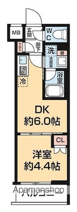 ハーモニーレジデンス中野ＮＯＲＴＨ　ＡＲＡＩ[1DK/25.44m2]の間取図