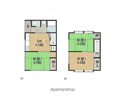 原田神之原荘１リ号[3DK/57.96m2]の間取図