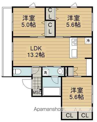 調布市飛田給のアパートの間取り