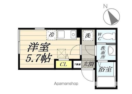 ハーミットクラブハウスヴァンキャトル鶴見[1R/17.66m2]の間取図