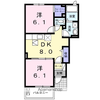 プルマージュＡ・Ｒ[2DK/45.77m2]の間取図