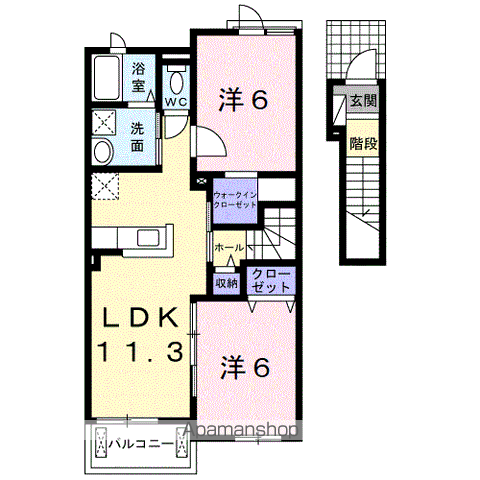 【和歌山市田尻のアパートの間取り】