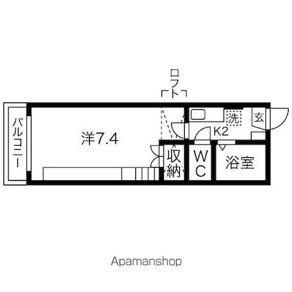 メゾンドショコラ　ドゥ[1K/20.2m2]の間取図
