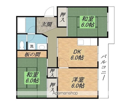 エイトハイツ坂本[3DK/60.08m2]の間取図