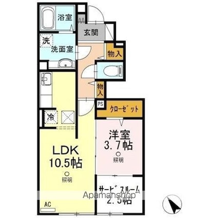 ナウ　リヴィエール[1LDK/43.34m2]の間取図