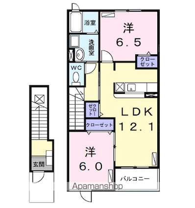 ブライト・ガーデン　Ⅰ[2LDK/58.86m2]の間取図
